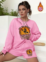  Halloween Women's Graphic Sweatshirt & Shorts Set