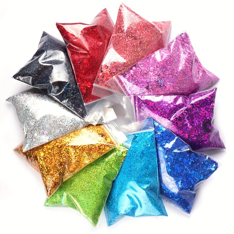 50G Holographic Nail Glitter Sequins Sparkly Laser Flakes Silver Powder Mix