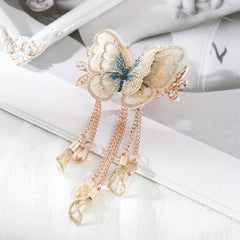 Butterfly & Tassel Hair Clip French Barrette Bridal Wedding Accessory