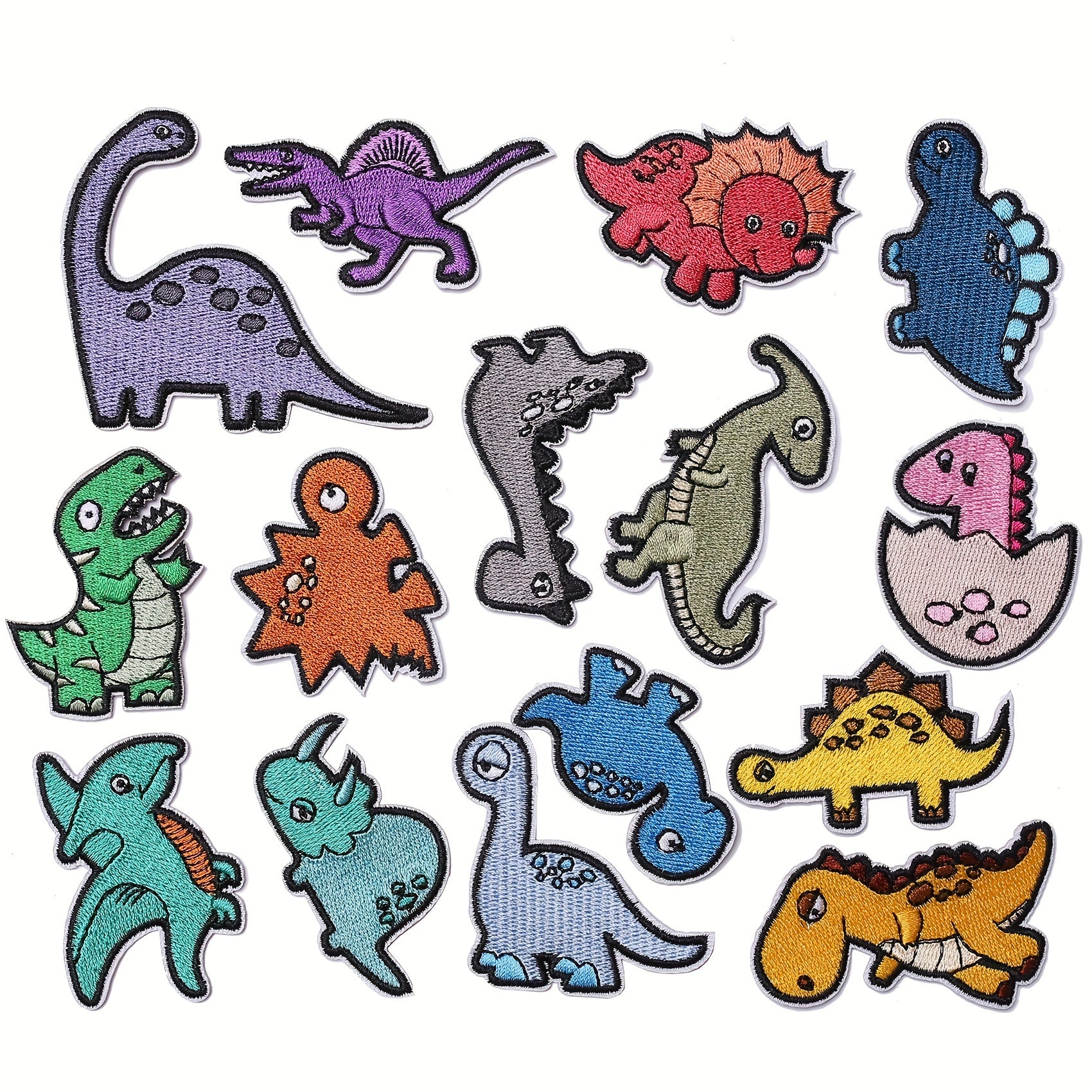 15pcs Dinosaur Iron On Patches Sew On Embroidered Applique Repair Patch