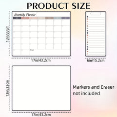 3pc Magnetic Monthly Calendar For Fridge Colorful Magnetic Whiteboard