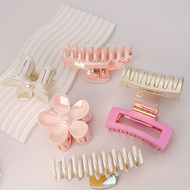 2pcs Plastic Laser Hair Claw Glitter Shark Claw, Hair Accessories For Women