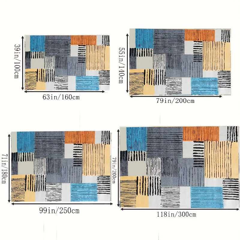 Colorful Checkered Large Area Carpet Non Slip Backing