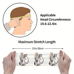 Unisex Bike Print Sports Headband Sweat Wicking Polyester Yoga Gym Running