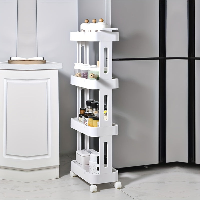 1pc Standing Storage Rack Living Room Kitchen Storage Rack Movable Storage Rack