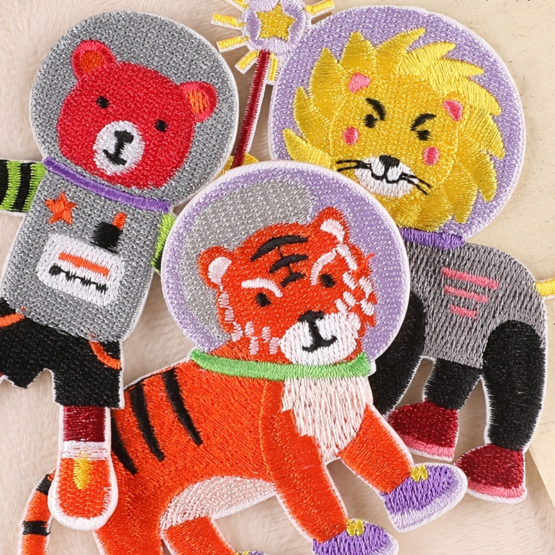 3pcs Space Animal Patches for DIY Clothes Decor