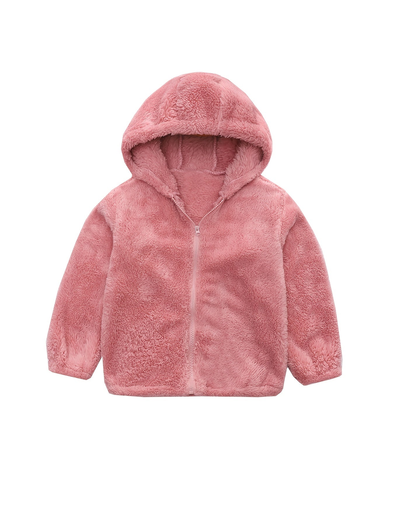 Girls Fleece Hooded Zipper Jacket Winter Outerwear