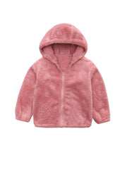 Girls Fleece Hooded Zipper Jacket Winter Outerwear