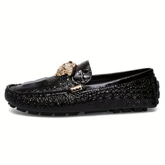Men's Croc Print Slip On Loafers Metallic Decor Anti-skid Sole Shoes