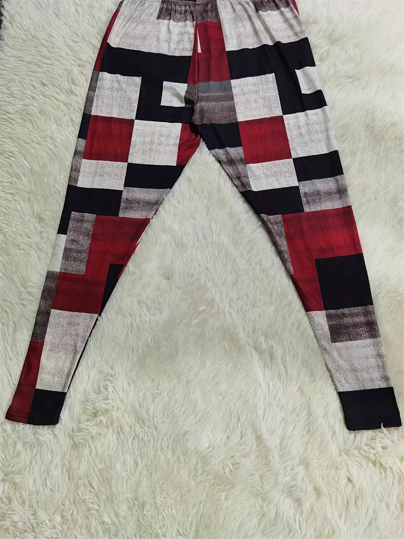  Geo & Cat Print Stretch Leggings