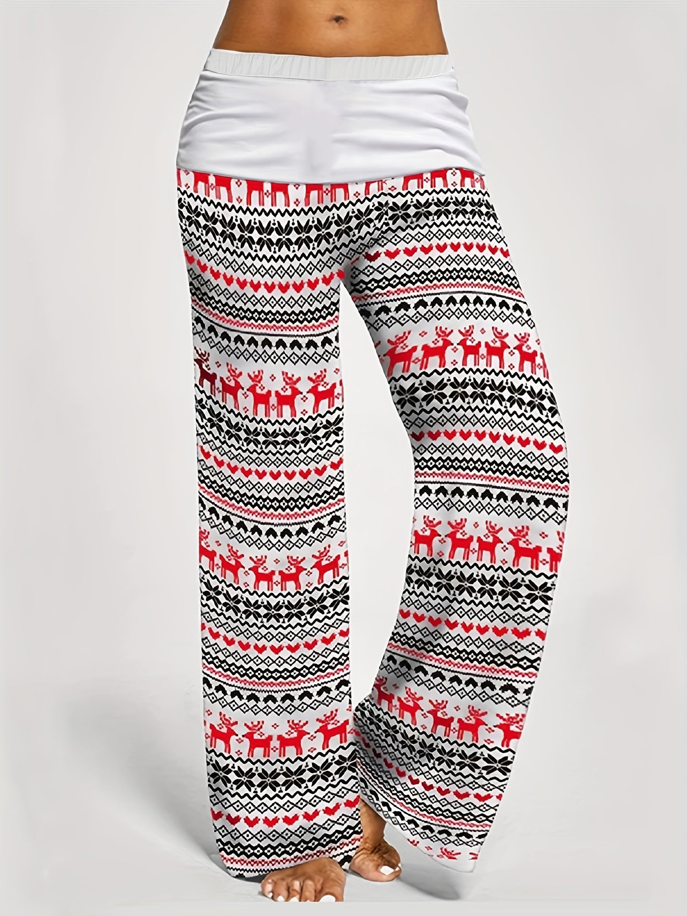  Christmas Casual Pants Women's Plus Wide Leg Trousers