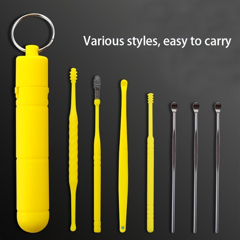 7Pcs Ear Cleaning Kit With Storage Box Key Ring Safe Ear Wax Removal Tool