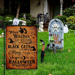Halloween Garden Flag Double Sided Witches Go Riding 'tis Near Halloween 30x45cm