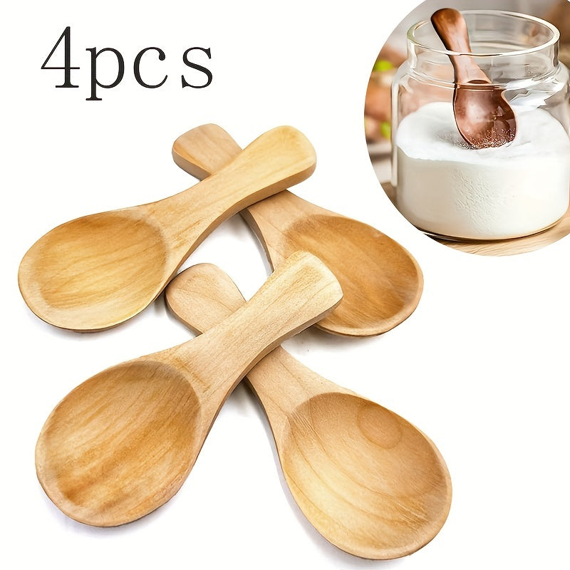 10pcs Mini Wooden Spoon Set for Desserts and Seasoning Short Handle Easy Grip