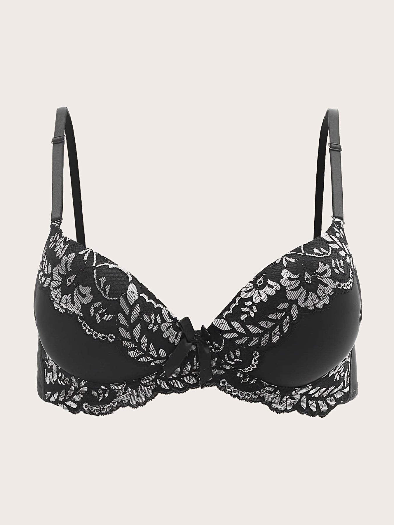Contrast Lace Jacquard Bra Plus Size Stretch Sexy Bralette
