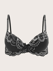 Contrast Lace Jacquard Bra Plus Size Stretch Sexy Bralette