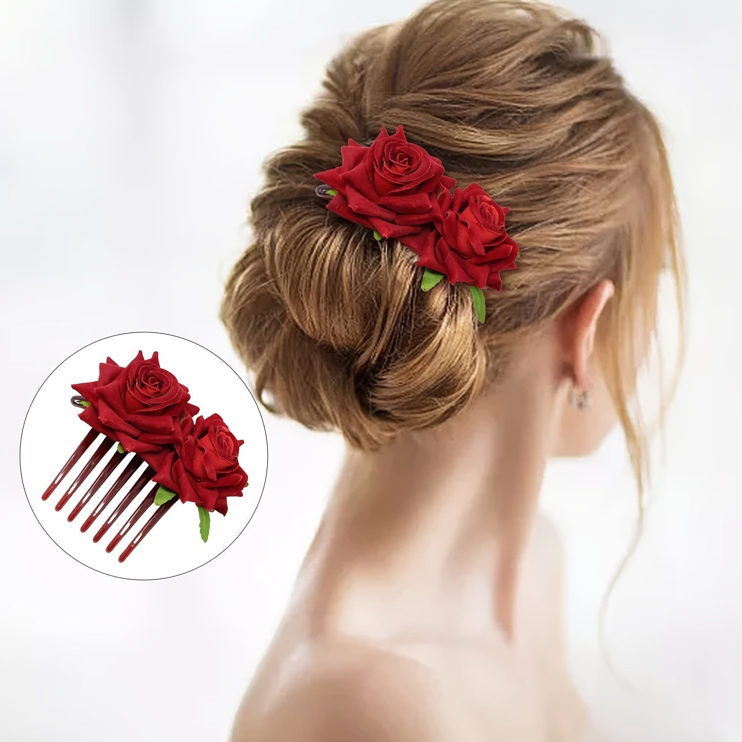 Rose Hair Comb Bridal Boho Invisible Comb Halloween Hair Accessory