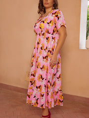  Casual Dress Women's Plus Floral Print Maxi Smock Dress