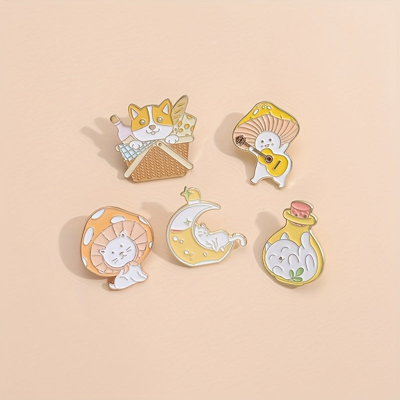 10pcs Random Cartoon Animal Brooches For Men, Accessories for Clothing & Bags