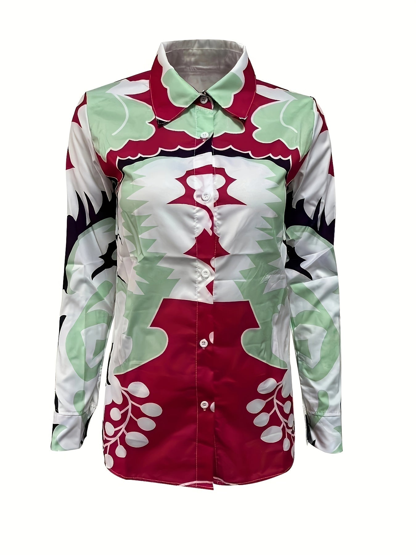  Butterfly Print Long Sleeve Button Up Shirt