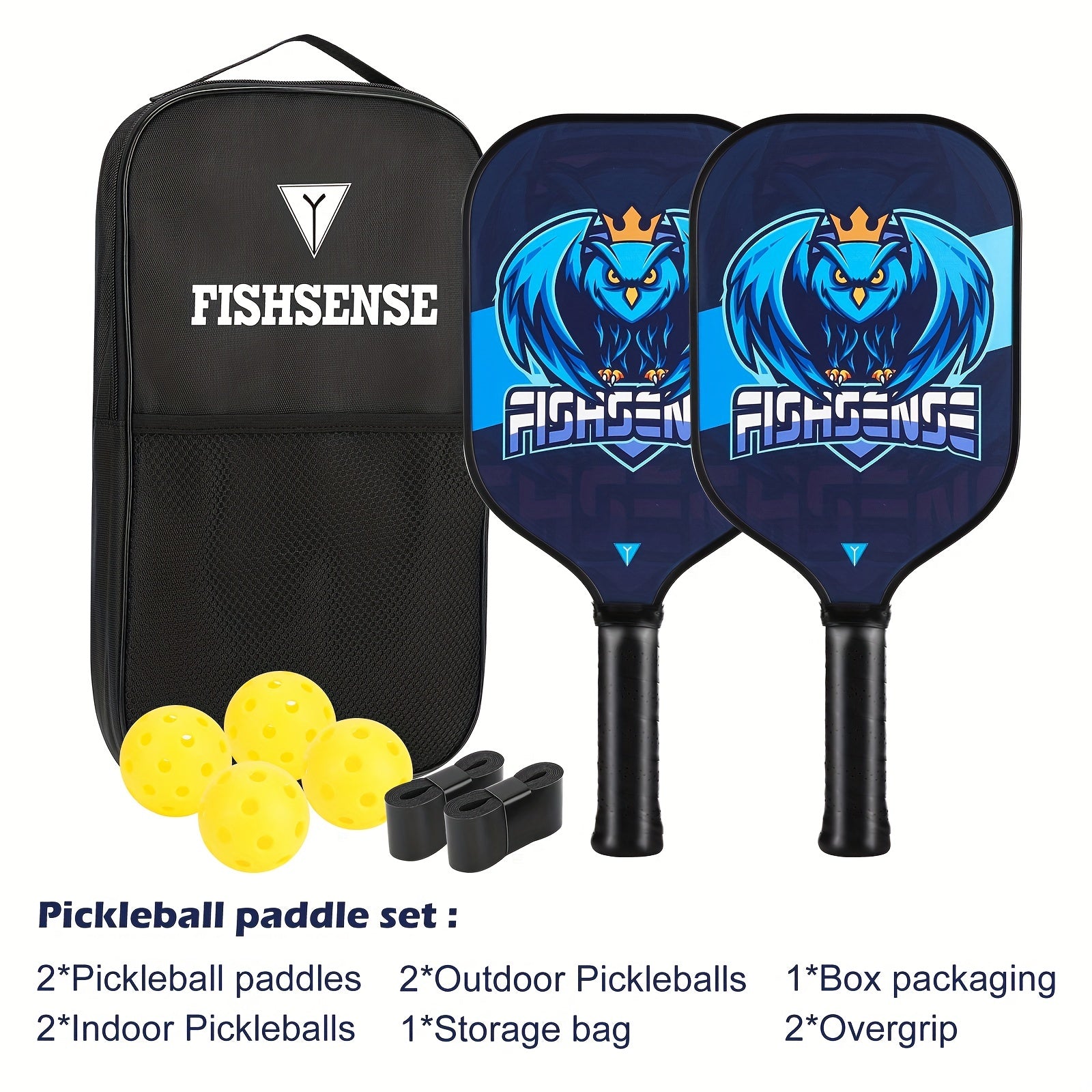 Carbon Fiber 25 Fiberglass Pickleball Paddle Set with 2 Paddles, 4 Balls