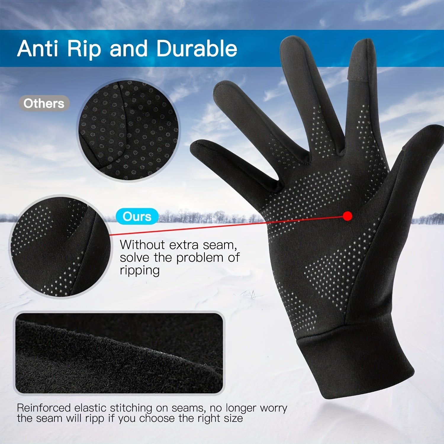 Touch Screen Anti Slip Warm Gloves For Running Cycling Driving