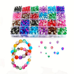 Glass Bead Set Box 8 Beaded Loose Beads DIT Bracelet Necklace Jewelry