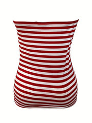 Stripe Print Tube Top Casual Summer Sleeveless Top