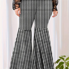 Women's Plus Striped Print Flared Leg Stretch Trousers