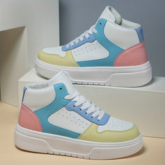 Women's Faux Leather Chunky Sneakers for Outdoor Sports