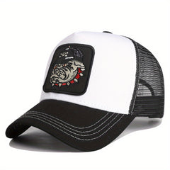 Dog Head Patch Trucker Hat Unisex Hip Hop Block Baseball Cap Mesh Breathable