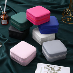 Portable Mini Jewelry Box PU Leather Organizer for Accessories