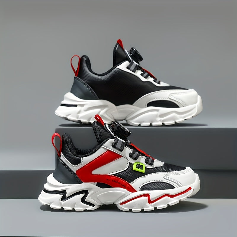 Boy's Chunky Shoes With Rotating Buckle Non Slip Sneakers