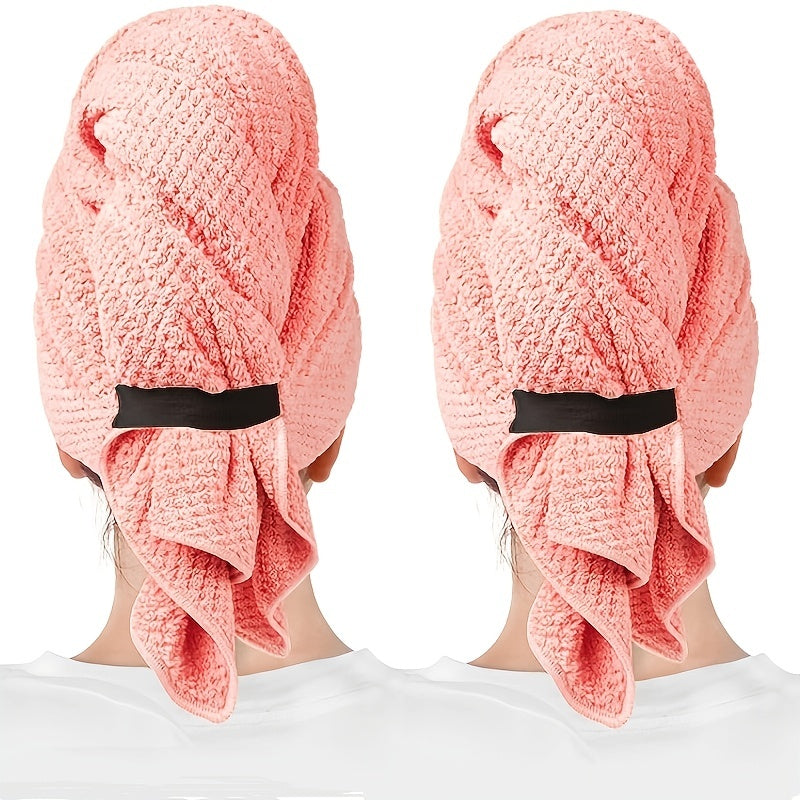 2pcs Large Microfiber Hair Towel Wrap - Absorbent Hair Drying Towel