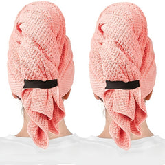 2pcs Large Microfiber Hair Towel Wrap - Absorbent Hair Drying Towel