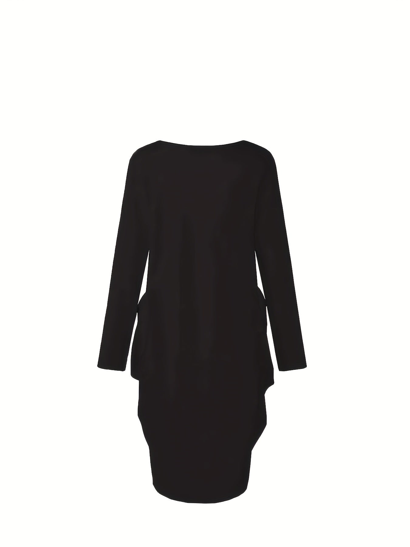 Women's Plus Crinkle Letter Print Long Sleeve Dress