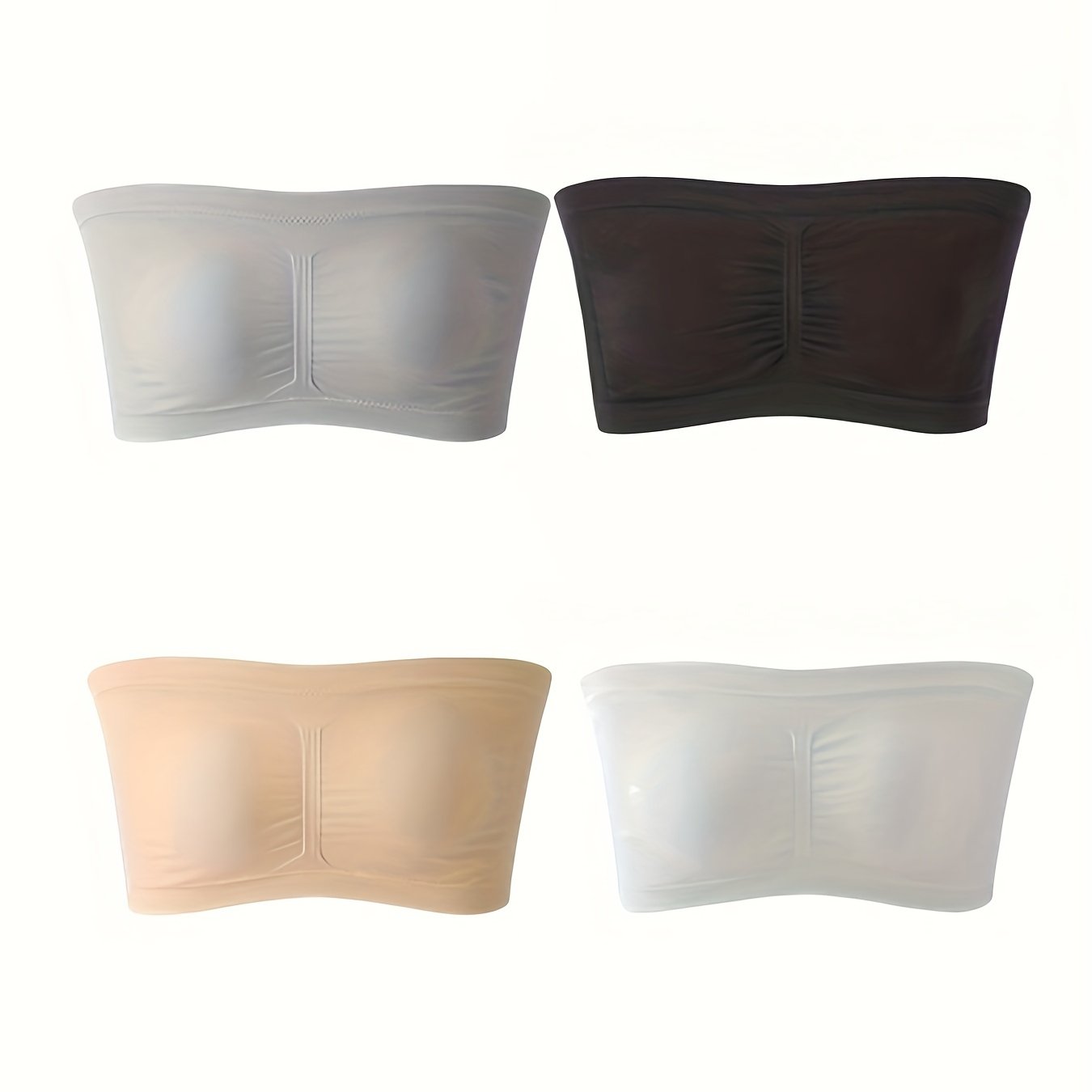 4 Pack Plus Size Sports Bra Set Women's Seamless Bandeau Removable Pads