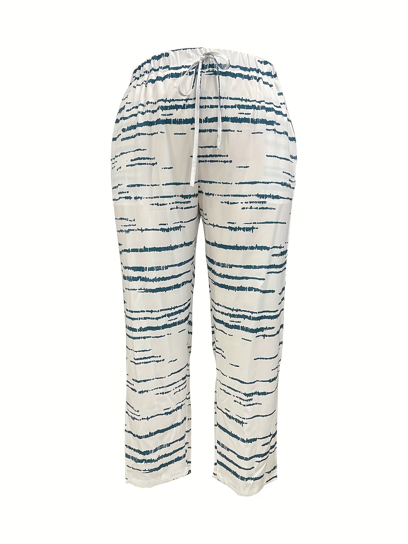  Casual Pants Women's Plus Stripe Print Elastic Drawstring Trousers