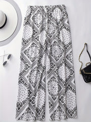 Patchwork Print Wide Leg Boho Pants