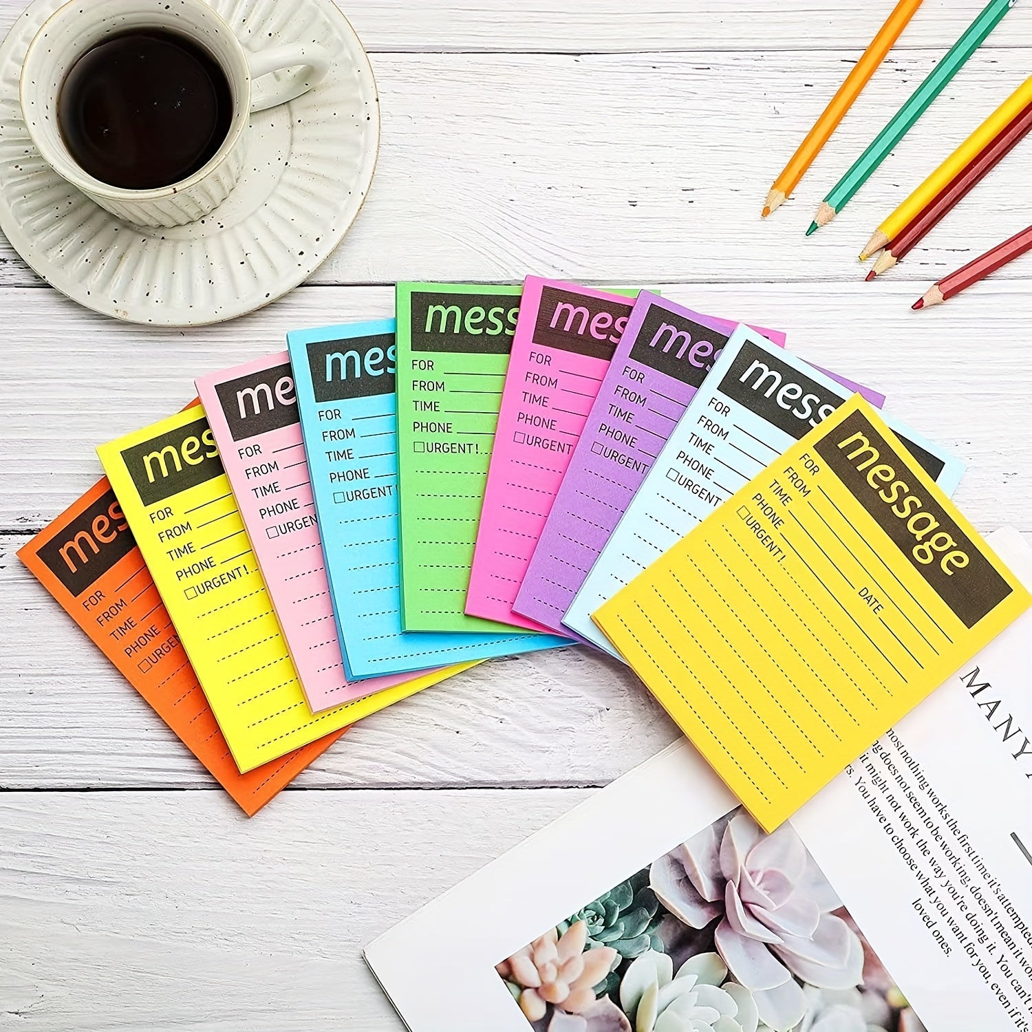 Sticky Note Phone Message Pad Colored Fluorescent Notebook