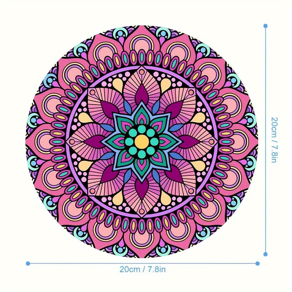 Floral Patterns Mouse Pad Round Non-slip Rubber Mouse Mat