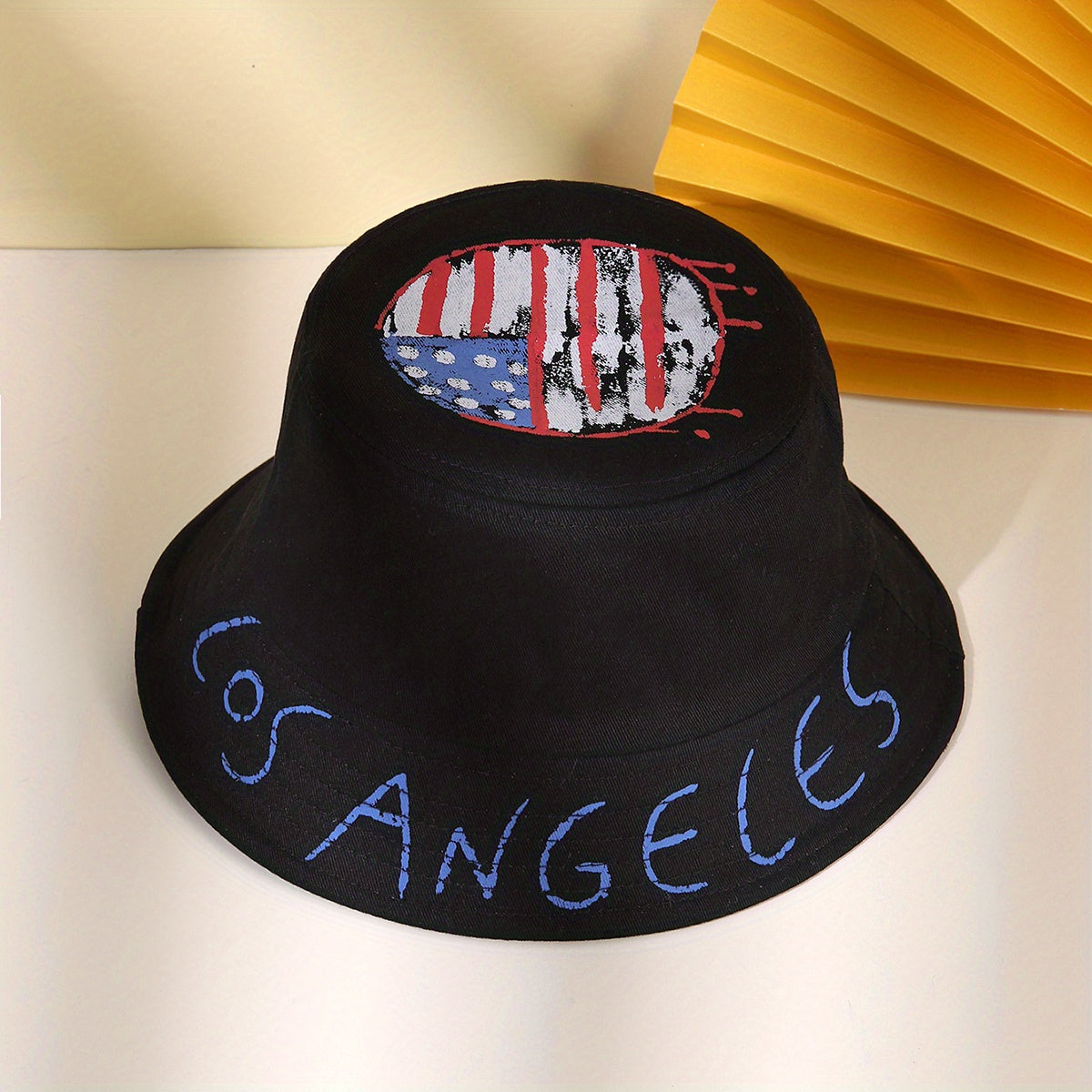 LA Graffiti Bucket Hat Cartoon Flage Printed Basin Hat