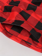  Gingham Print High Rise Tapered Leg Trousers