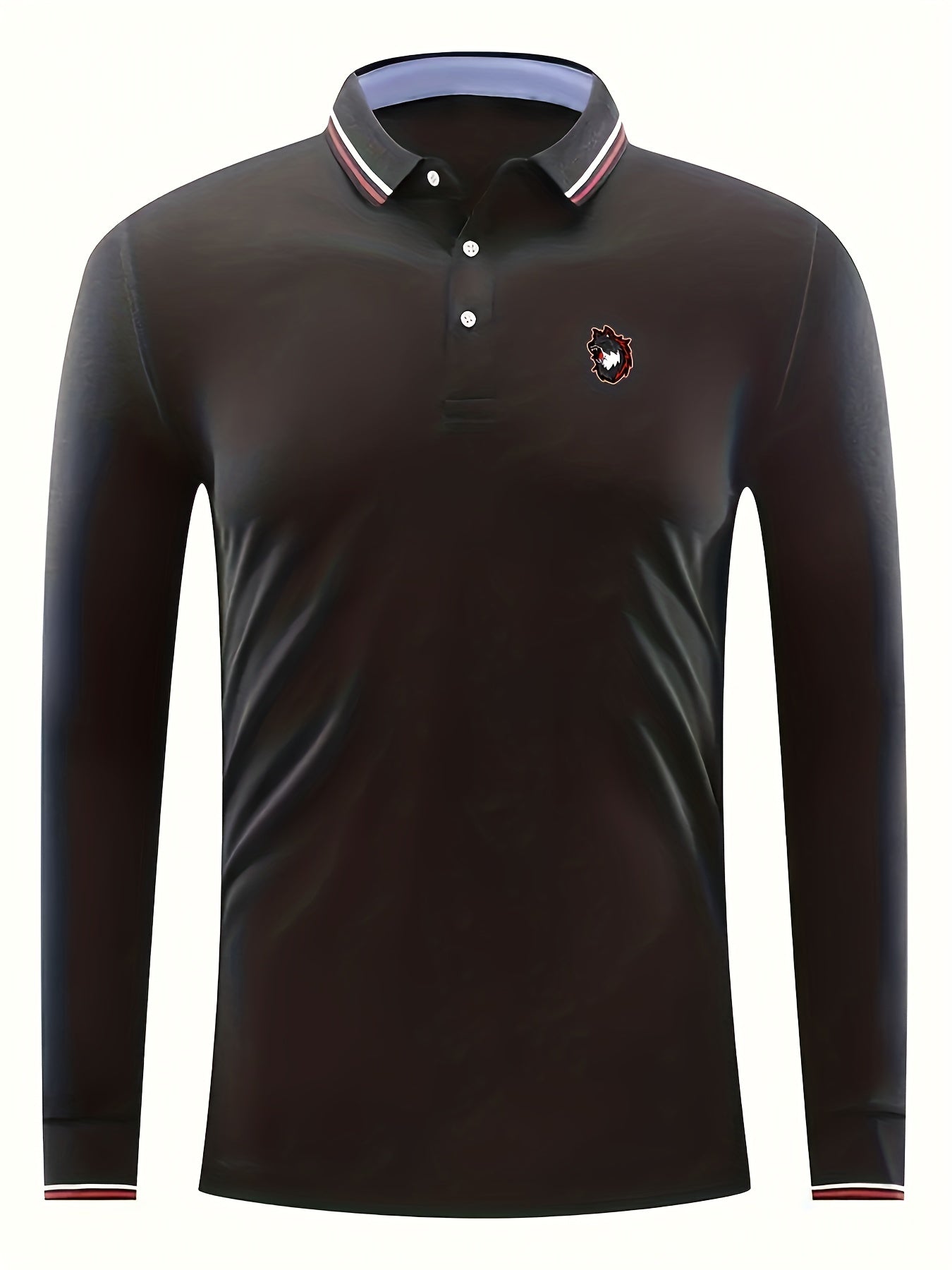 Men's Vintage Wolf Graphic Polo Shirt Casual Lapel Button Up Polo Shirt