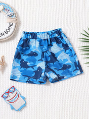 Boys Cartoon Shark Trunks for Beach Vacation