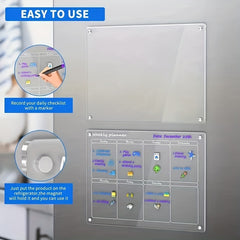 2pcs Acrylic Magnetic Dry Erase Board Calendar For Fridge