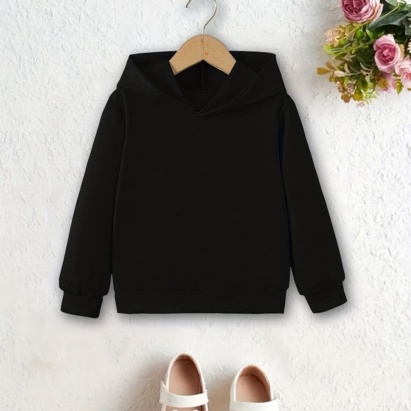 Kids Solid Hooded Sweatshirt, Comfortable & Versatile