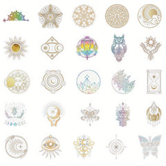 50pcs 2D Colored Laser Sticker Fun Pack for Bottles, Hats, Luggage