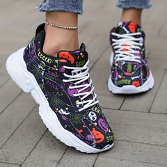 Halloween Pumpkin Print High Top Sneakers