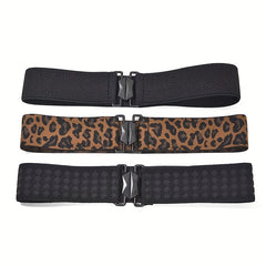 Leopard Print Wide Elastic Belt Vintage Belt for Women